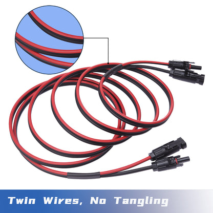 VALEMO Solar Cable Twin Wire with Connectors, Copper Strand, Solar Panel Extension Cable for Home, Shop, and RV.